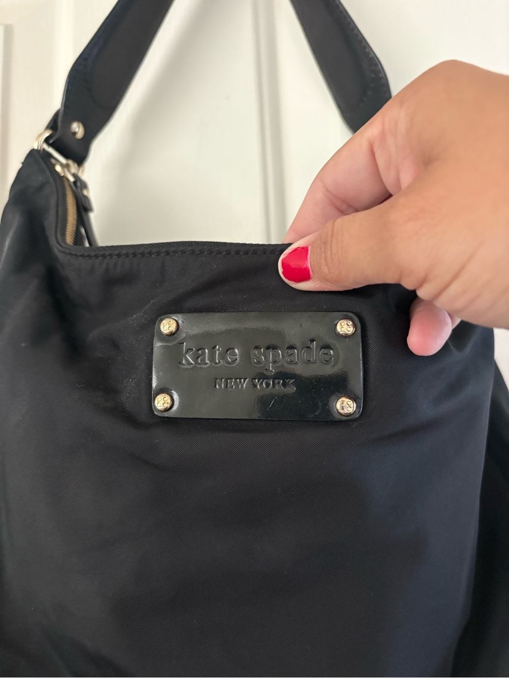 Kate Spade Black Nylon Shoulder Bag Hobo Purse large tote - Picture 2 of 3